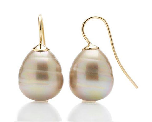 Light Gold Medium Teardrop Pearl Earrings