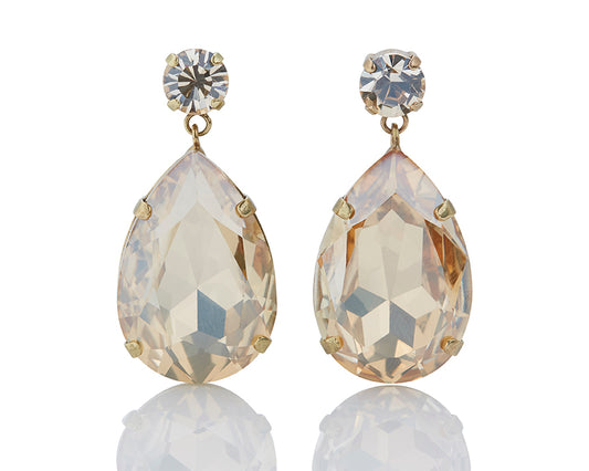 Large Teardrop Champagne Crystal Earrings