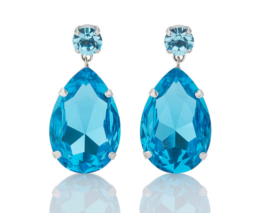 Large Aqua Teardrop Crystal Earrings