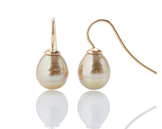 Light Gold Small Teardrop Pearl Earrings