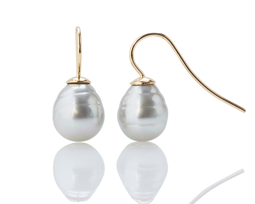 Pale Grey Small Teardrop Pearl Earrings