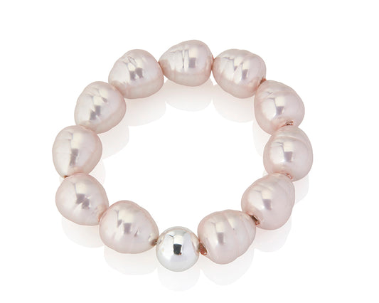 Pale Pink Teardrop Pearl Stretch Bracelet