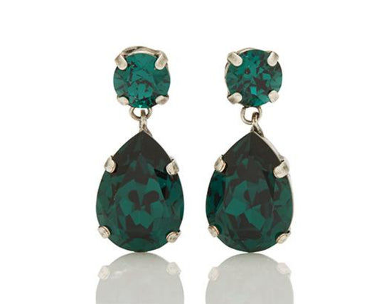 Medium Teardrop Emerald Crystal Earrings