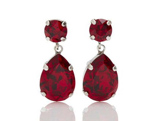 Medium Teardrop Ruby Crystal Earrings